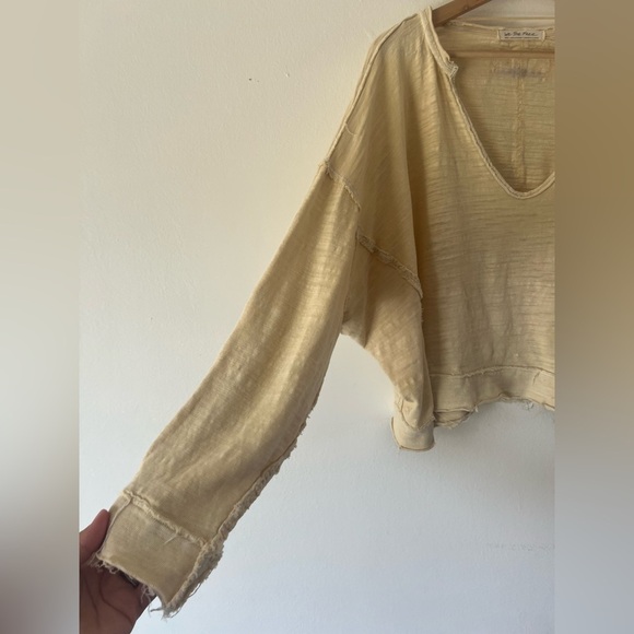 Free People We the Free Vega Cotton Long Sleeve Top Oversized Raw Hem Size Small - Picture 5 of 11